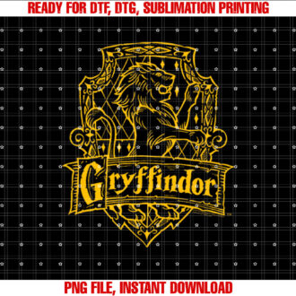 Kids Harry Potter Gryffindor Line Art Crest  T-shirt, Sublimation Design, Digital Download