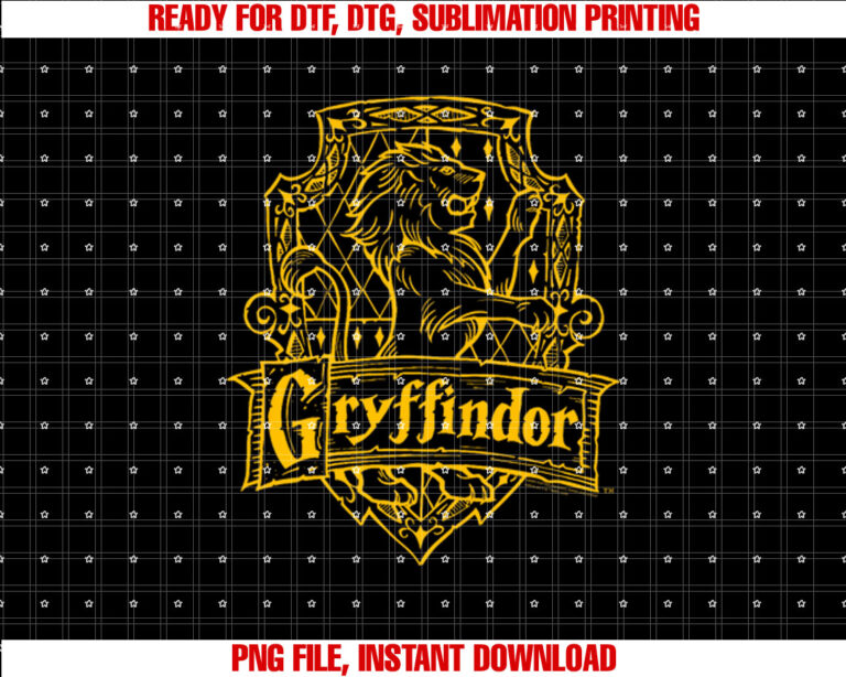 Kids Harry Potter Gryffindor Line Art Crest  T-shirt, Sublimation Design, Digital Download
