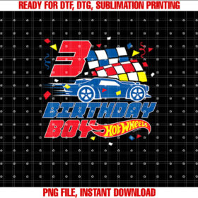 Kids Hot Wheels Boy 3rd Birthday T-shirt, Sublimation Design, Digital Download