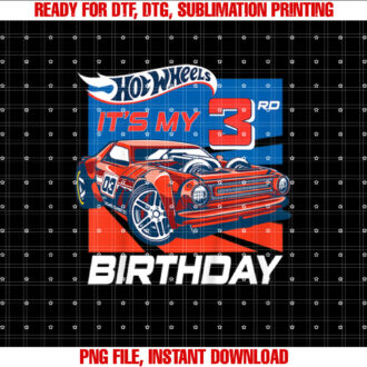 Kids Hot Wheels Its My 3rd Birthday T-shirt, Sublimation Design, Digital Download