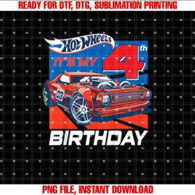 Kids Hot Wheels Its My 4th Birthday Shirt design, Digital Download