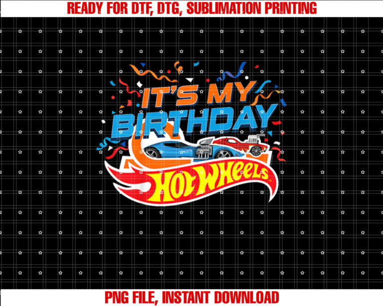 Kids Hot Wheels Its My Birthday Confetti T-shirt, Sublimation Design, Digital Download
