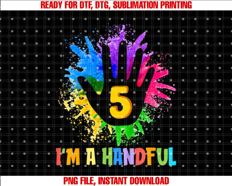 Kids Im A Handful Five Years Old Cute 5th Birthday Party Shirt design, Digital Download