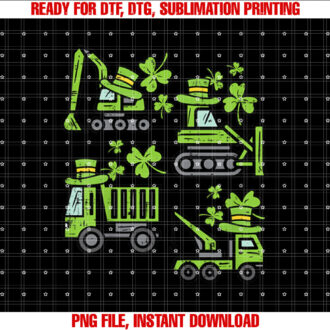Kids Irish Construction Truck Crane Toddler Boys St Patricks Day T-shirt, Sublimation Design, Digital Download