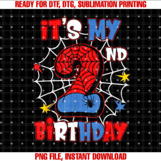Kids Its My 2nd Birthday Spider Theme Party 2 Years Old T-shirt, Sublimation Design, Digital Download