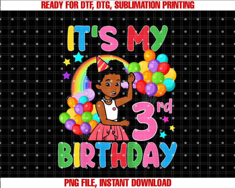 Kids Its My 3rd Birthday Gracies Corner Three Years Old T-shirt, Sublimation Design, Digital Download