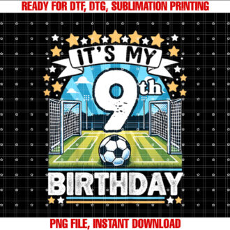 Kids Its My 9th Birthday Soccer Football 9 Years Old Boy Player Shirt design, Digital Download