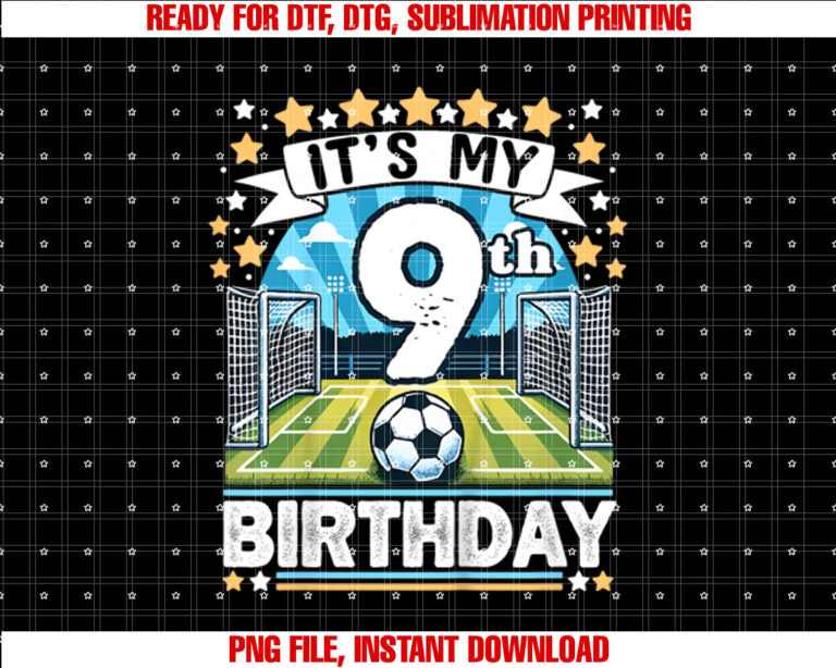 Kids Its My 9th Birthday Soccer Football 9 Years Old Boy Player Shirt design, Digital Download