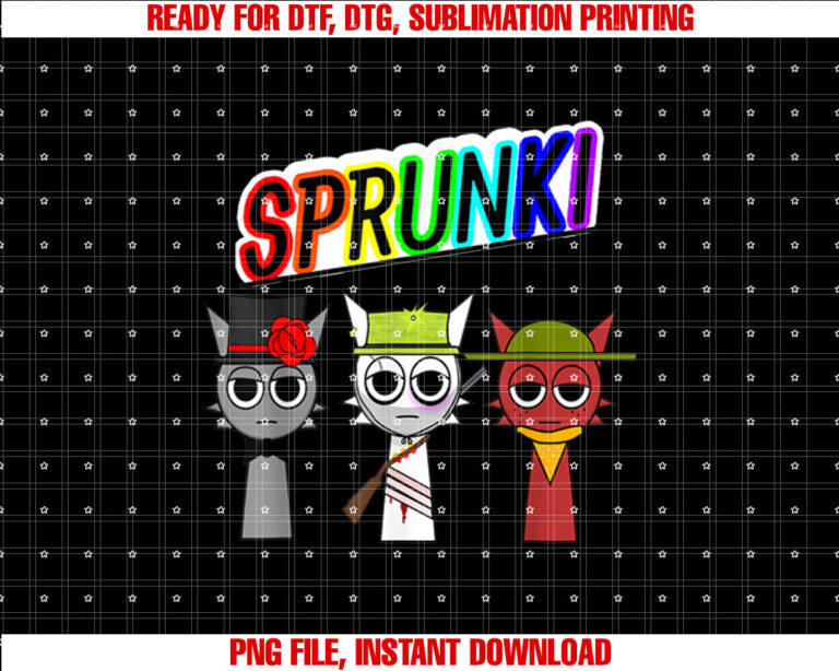 Kids Loves Characters Sprunki Toys Sprunki Team T-shirt, Sublimation Design, Digital Download
