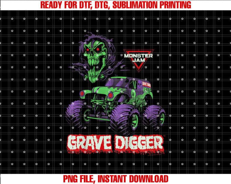 Kids Monster Jam Grave Digger Monster Truck Shirt design, Digital Download