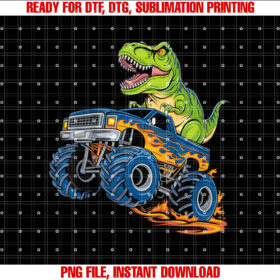 Kids Monster Truck Dinosaur Shirt design, Digital Download