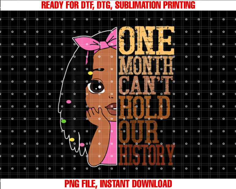 Kids One Month Cant Hold Black History Month African Toddler Girl Shirt design, Digital Download