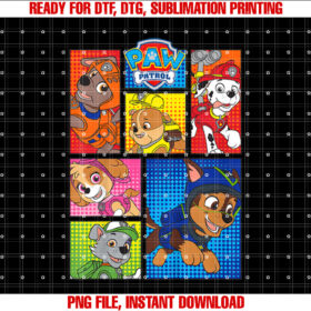 Kids Paw Patrol Pups in Comic Boxes T-shirt, Sublimation Design, Digital Download