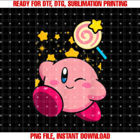 Kirby Lollipop Stars Big Cute Nintendo T-shirt, Sublimation Design, Digital Download
