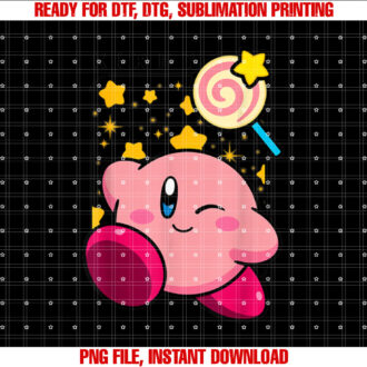 Kirby Lollipop Stars Big Cute Nintendo T-shirt, Sublimation Design, Digital Download