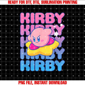 Kirby Nintendo Big Bubble Text Stack T-shirt, Sublimation Design, Digital Download