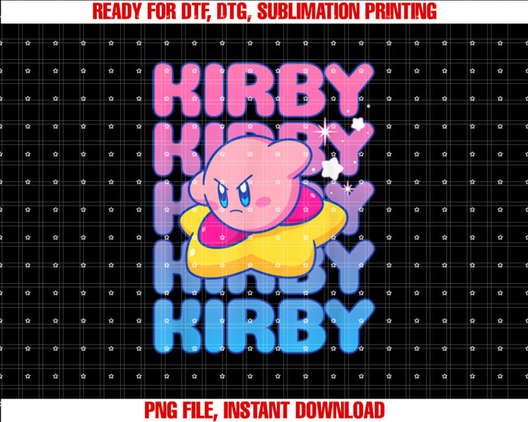 Kirby Nintendo Big Bubble Text Stack T-shirt, Sublimation Design, Digital Download