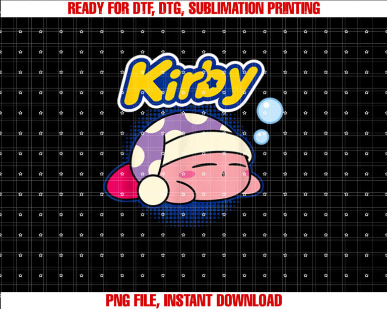 Kirby Nintendo Dreaming of Snacks Sleepy Nintendo Icon T-shirt, Sublimation Design, Digital Download