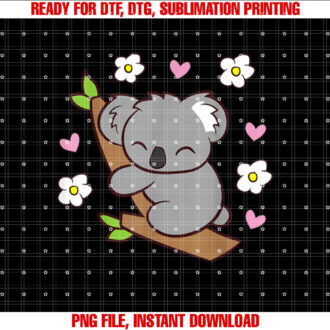 Koala Cute Koala Bear With Flowers Australia Koala T-shirt, Sublimation Design, Digital Download