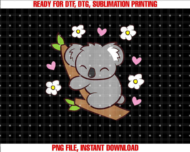 Koala Cute Koala Bear With Flowers Australia Koala T-shirt, Sublimation Design, Digital Download