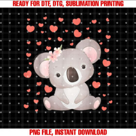 Koala Valentines Day Red Hearts for Koala Lover T-shirt, Sublimation Design, Digital Download