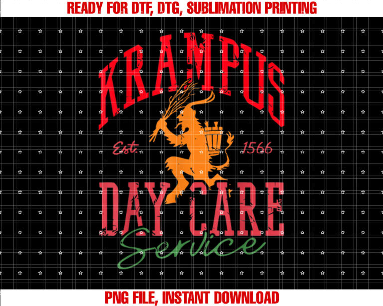 Krampus Day Care Service Funny Christmas T-shirt, Sublimation Design, Digital Download