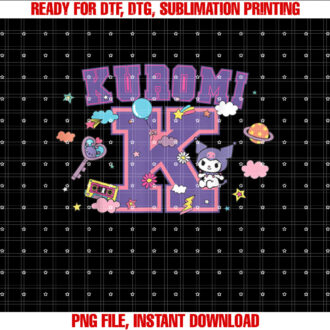 Kuromi Varsity Letter K T-shirt, Sublimation Design, Digital Download
