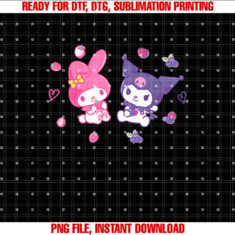Kuromi and My Melody Berries T-shirt, Sublimation Design, Digital Download