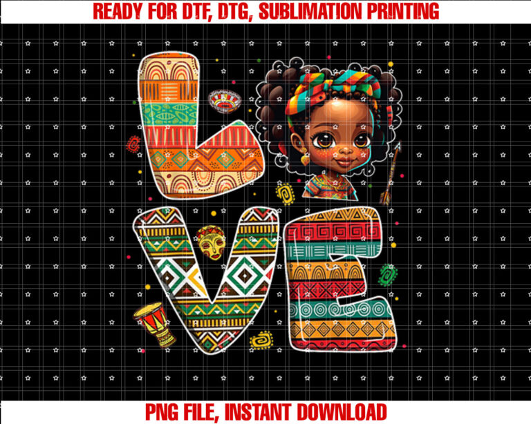 Love Black History Month Strong African Toddler Girls T-shirt, Sublimation Design, Digital Download