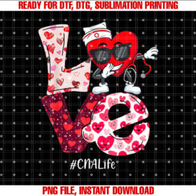 Love Cna Valentine Nursing Assistant Dabbing Heart T-shirt, Sublimation Design, Digital Download