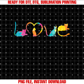 Love Cats Colorful Watercolor Decoration Cute Cat Toy T-shirt, Sublimation Design, Digital Download