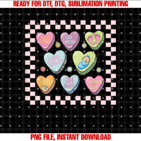Labor and Delivery Nurse Candy Heart Valentines Day T-shirt, Sublimation Design, Digital Download