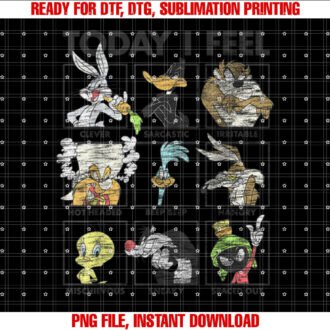 Looney Tunes Today I Feel Distressed Character Box Ups T-shirt, Sublimation Design, Digital Download