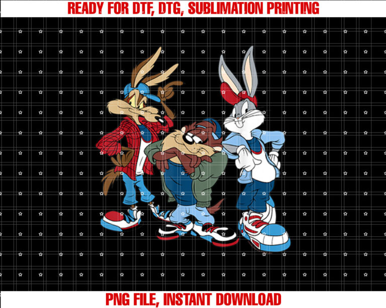 Looney Tunes Wiley Bugs Taz T-shirt, Sublimation Design, Digital Download