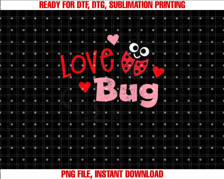 Love Bug Cute Lady Bug Vintage Kids Valentines T-shirt, Sublimation Design, Digital Download