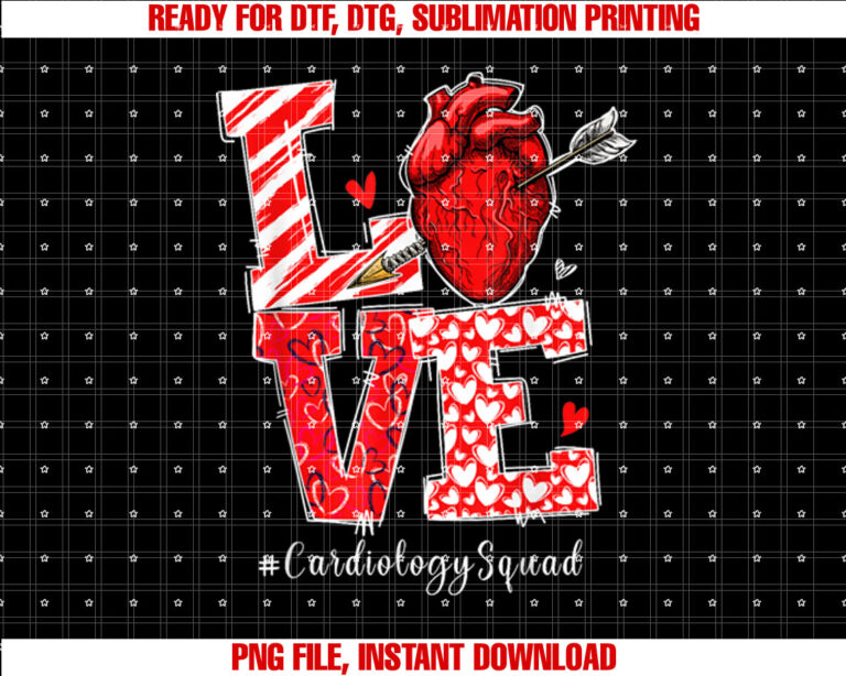 Love Cardiology Cardiologist Cardiac Nurse Valentines Day T-shirt, Sublimation Design, Digital Download