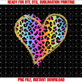 Love Cheetah Leopard Print Heart Valentines Day Girls Women T-shirt, Sublimation Design, Digital Download