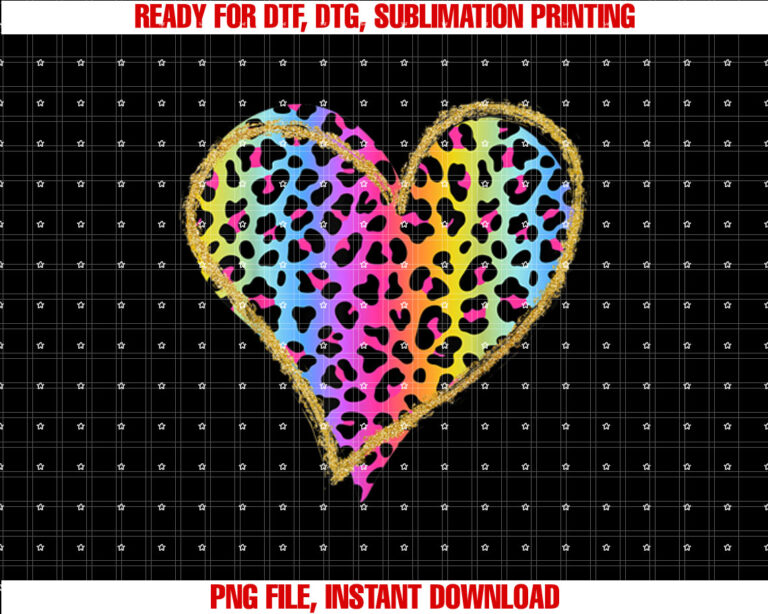 Love Cheetah Leopard Print Heart Valentines Day Girls Women T-shirt, Sublimation Design, Digital Download