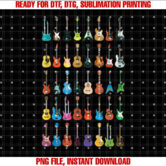Love Guitar Different Guitars Music Lover Funny Gift T-shirt, Sublimation Design, Digital Download