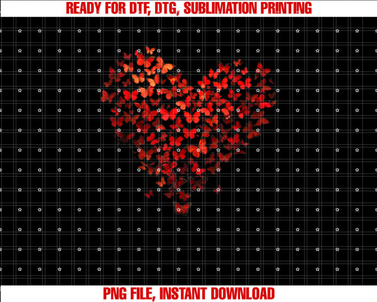 Love Heart Butterflies Valentines Day for Women Girls T-shirt, Sublimation Design, Digital Download