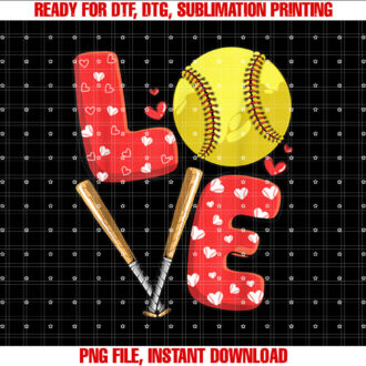 Love Softball Valentine Boys Girls Softball Valentines Day T-shirt, Sublimation Design, Digital Download