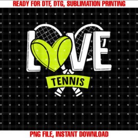 Love Tennis Funny Heart Lawn Baller Racket Game Lover Outfit T-shirt, Sublimation Design, Digital Download