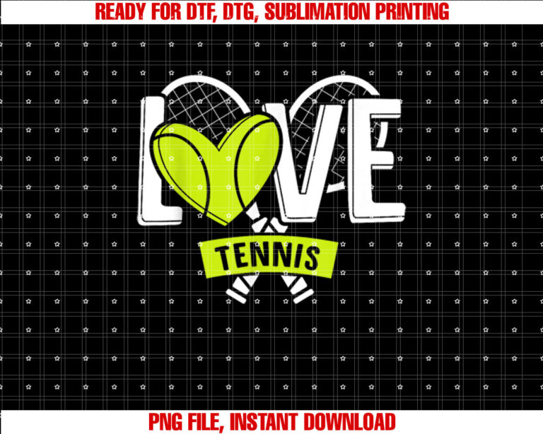 Love Tennis Funny Heart Lawn Baller Racket Game Lover Outfit T-shirt, Sublimation Design, Digital Download