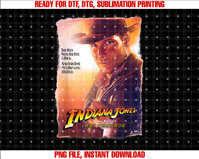 Lucasfilm Indiana Jones and the Last Crusade Art T-shirt, Sublimation Design, Digital Download