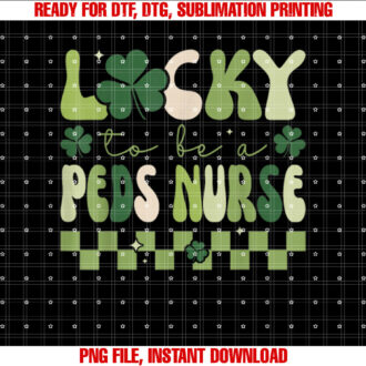 Lucky to Be a Peds Nurse Groovy Retro St Patricks Day T-shirt, Sublimation Design, Digital Download
