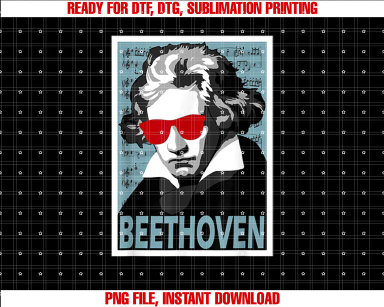 Ludwig Van Beethoven Style Graphic T-shirt, Sublimation Design, Digital Download