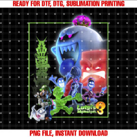 Luigis Mansion 3 Collage T-shirt, Sublimation Design, Digital Download
