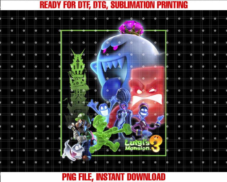 Luigis Mansion 3 Collage T-shirt, Sublimation Design, Digital Download