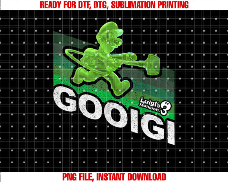 Luigis Mansion 3 Gooigi Retro Line T-shirt, Sublimation Design, Digital Download