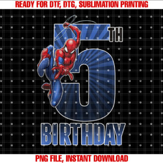 Marvel SpiderMan Swinging 5th Birthday Graphic T-shirt